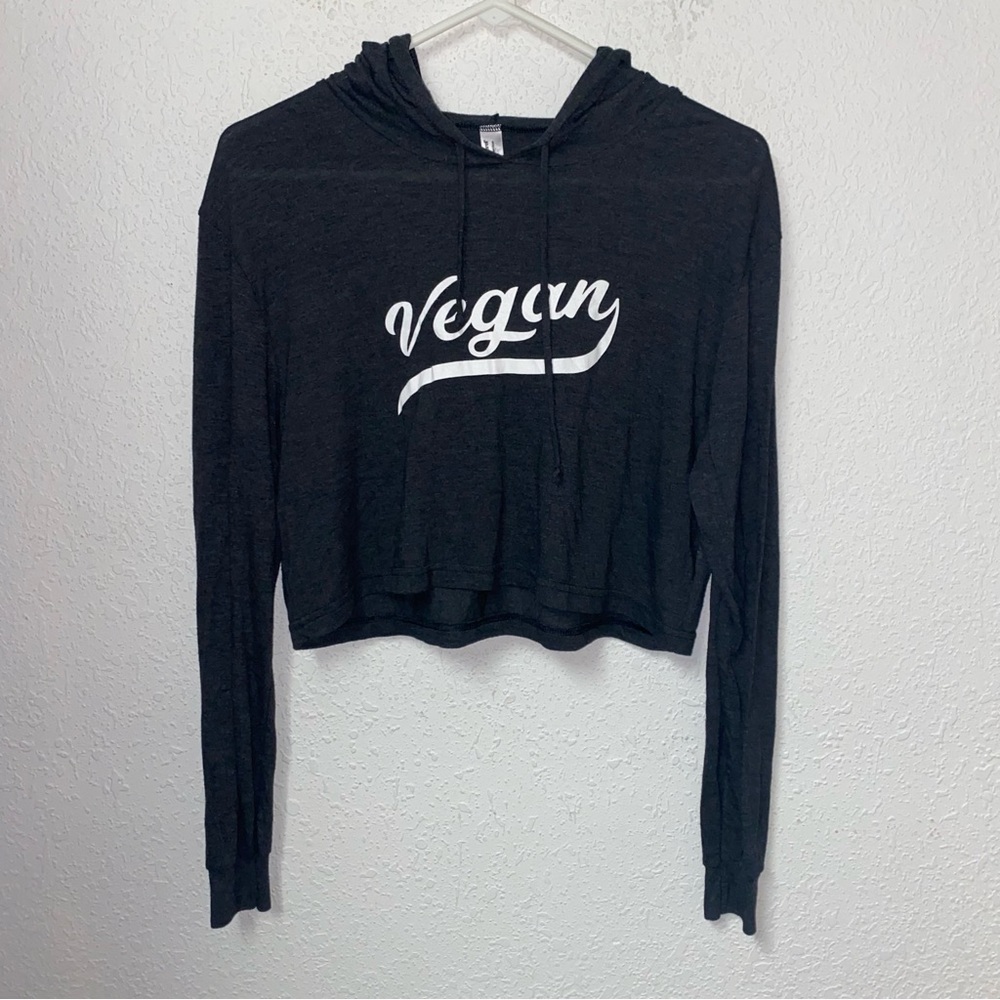 Vegan Classic Retro Cropped Hooded Tee Medium